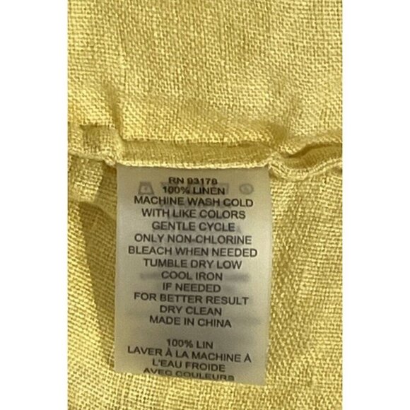 Elie Tahari Yellow 100% Linen Gauze Button Lagenlook Long Shirt Tunic Top - Picture 4 of 7